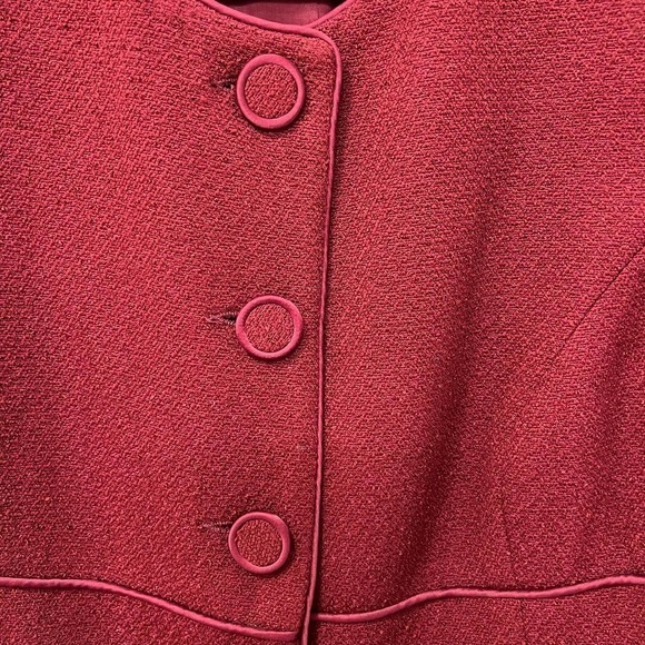 TALBOTS Vintage Red Wool Tweed Blend Size 14 Made in USA Bolero Blazer - Picture 5 of 5